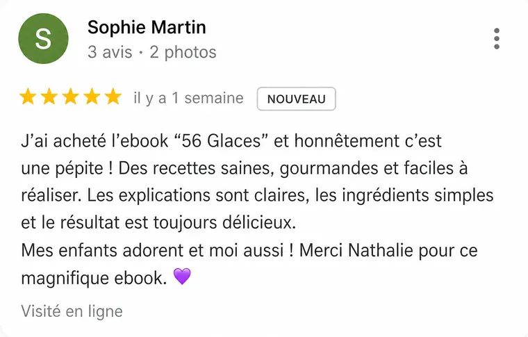 Avis de lecteur n°3 sur 56 glaces (capture d'écran)