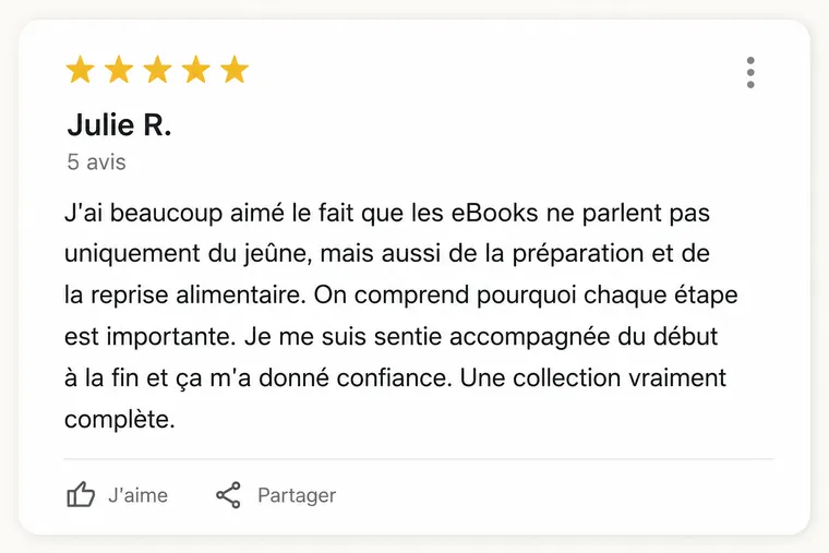 Avis de lecteur n°2 sur Jeûnez chez vous (capture d'écran)