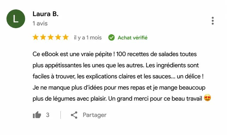 Avis de lecteur n°2 sur 100 salades (capture d'écran)