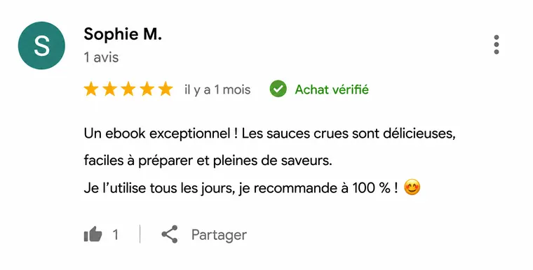 Avis de lecteur n°2 sur 100 sauces (capture d'écran)