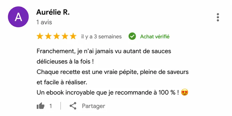 Avis de lecteur n°4 sur 100 sauces (capture d'écran)